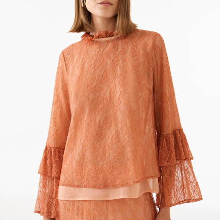 Fekas Regular Fit Standart Boy Takma Kol Somon Renk Kadın Bluz Fekas Regular Fit Standart Boy Takma Kol Somon Renk Kadın Bluz