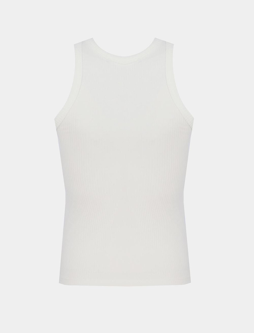 Ekru Daminas Slim Fit Bisiklet Yaka Sıfır Kol Bluz Ekru Daminas Slim Fit Bisiklet Yaka Sıfır Kol Bluz