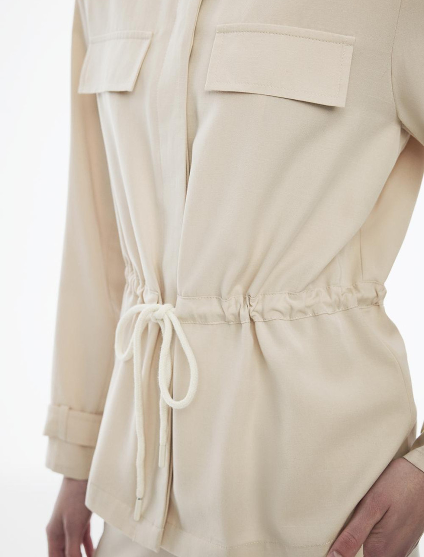 Adieles Rahat Kalıp Bisiklet Yaka Bej Renk Kadın Ceket Adieles Rahat Kalıp Bisiklet Yaka Bej Renk Kadın Ceket