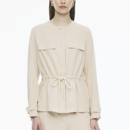 Adieles Rahat Kalıp Bisiklet Yaka Bej Renk Kadın Ceket