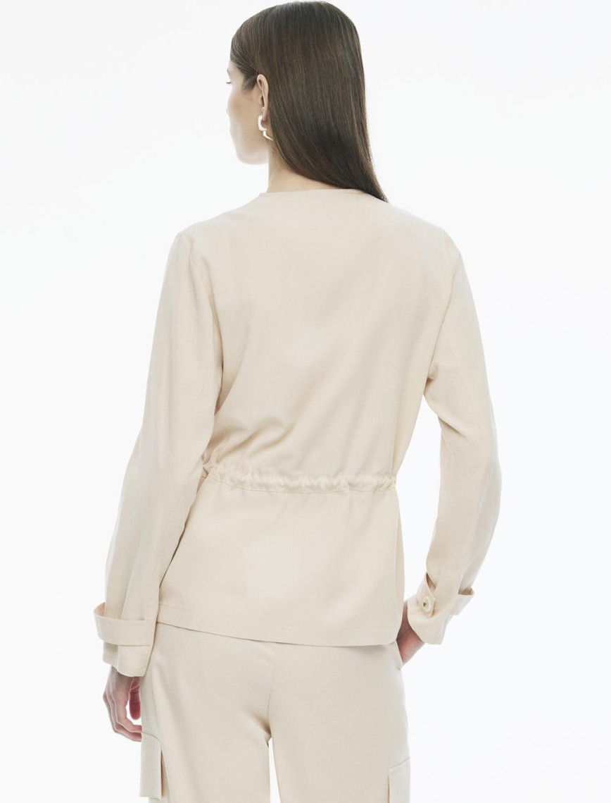 Adieles Rahat Kalıp Bisiklet Yaka Bej Renk Kadın Ceket Adieles Rahat Kalıp Bisiklet Yaka Bej Renk Kadın Ceket