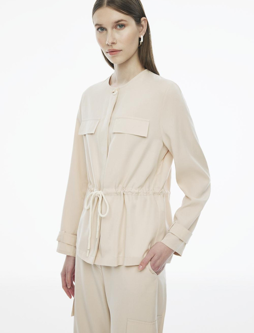 Adieles Rahat Kalıp Bisiklet Yaka Bej Renk Kadın Ceket Adieles Rahat Kalıp Bisiklet Yaka Bej Renk Kadın Ceket