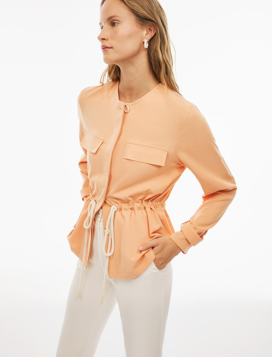 Adieles Rahat Kalıp Bisiklet Yaka Kayısı Renk Kadın Ceket Adieles Rahat Kalıp Bisiklet Yaka Kayısı Renk Kadın Ceket