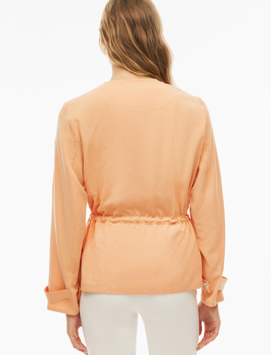 Adieles Rahat Kalıp Bisiklet Yaka Kayısı Renk Kadın Ceket Adieles Rahat Kalıp Bisiklet Yaka Kayısı Renk Kadın Ceket