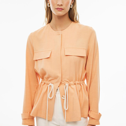 Adieles Rahat Kalıp Bisiklet Yaka Kayısı Renk Kadın Ceket