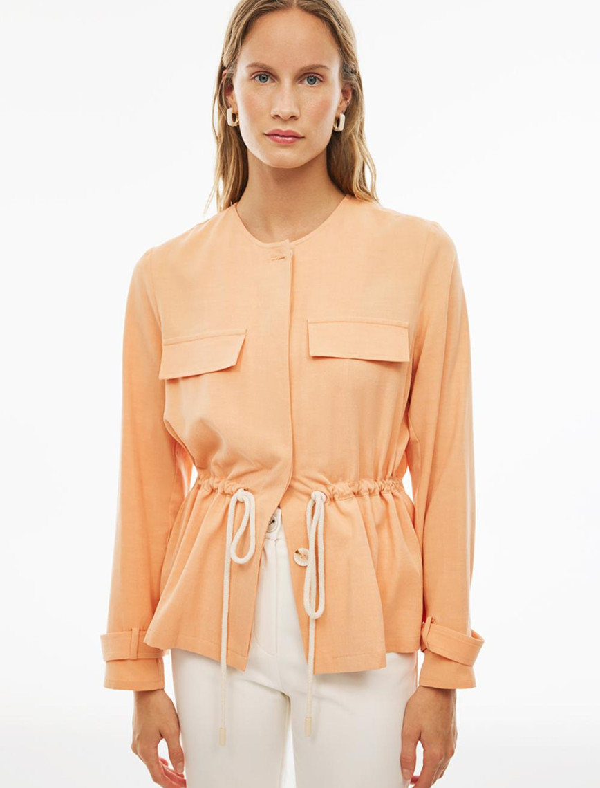 Adieles Rahat Kalıp Bisiklet Yaka Kayısı Renk Kadın Ceket Adieles Rahat Kalıp Bisiklet Yaka Kayısı Renk Kadın Ceket