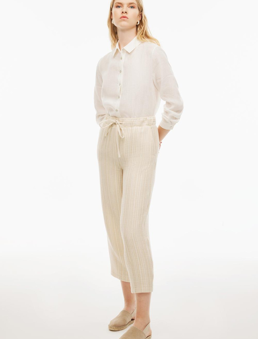 Emars Rahat Kalıp Bilek Boy Boru Paça Ekru Bej Renk Kadın Pantolon Emars Rahat Kalıp Bilek Boy Boru Paça Ekru Bej Renk Kadın Pantolon