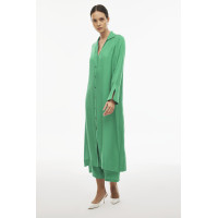 Caels Regular Fit Uzun Boy Takma Kol Gömlek Yaka Mint Renk Tunik