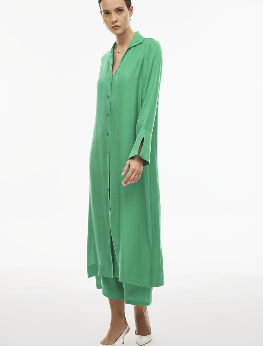 Caels Regular Fit Uzun Boy Takma Kol Gömlek Yaka Mint Renk Tunik Caels Regular Fit Uzun Boy Takma Kol Gömlek Yaka Mint Renk Tunik