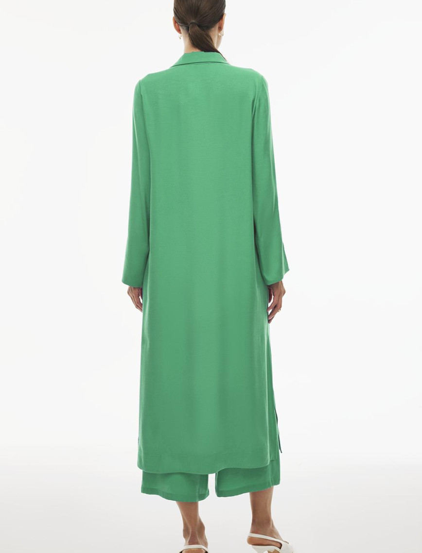 Caels Regular Fit Uzun Boy Takma Kol Gömlek Yaka Mint Renk Tunik Caels Regular Fit Uzun Boy Takma Kol Gömlek Yaka Mint Renk Tunik