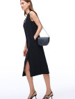 Seras Regular Fit Midi Boy Sıfır Kol V-Yaka Siyah Elbise Seras Regular Fit Midi Boy Sıfır Kol V-Yaka Siyah Elbise