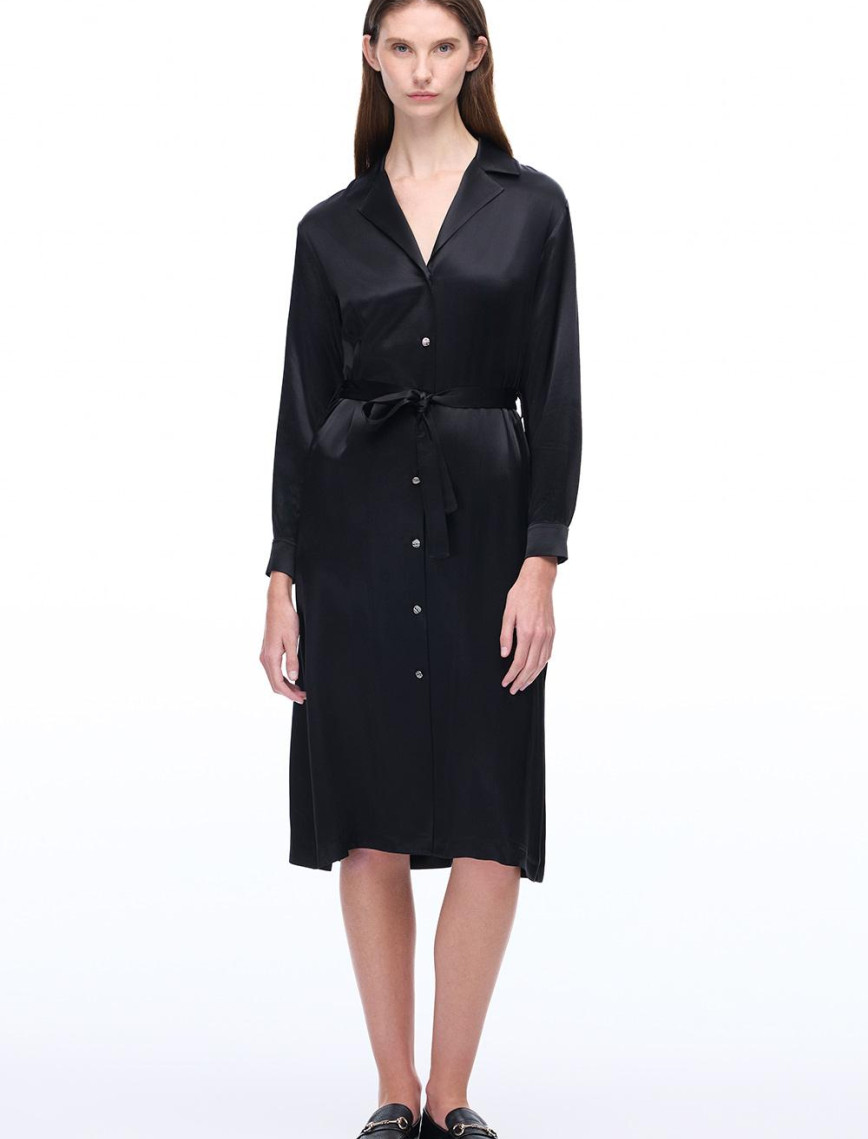 Wonder Midi Boy Takma Kol Siyah Renk Elbise Wonder Midi Boy Takma Kol Siyah Renk Elbise