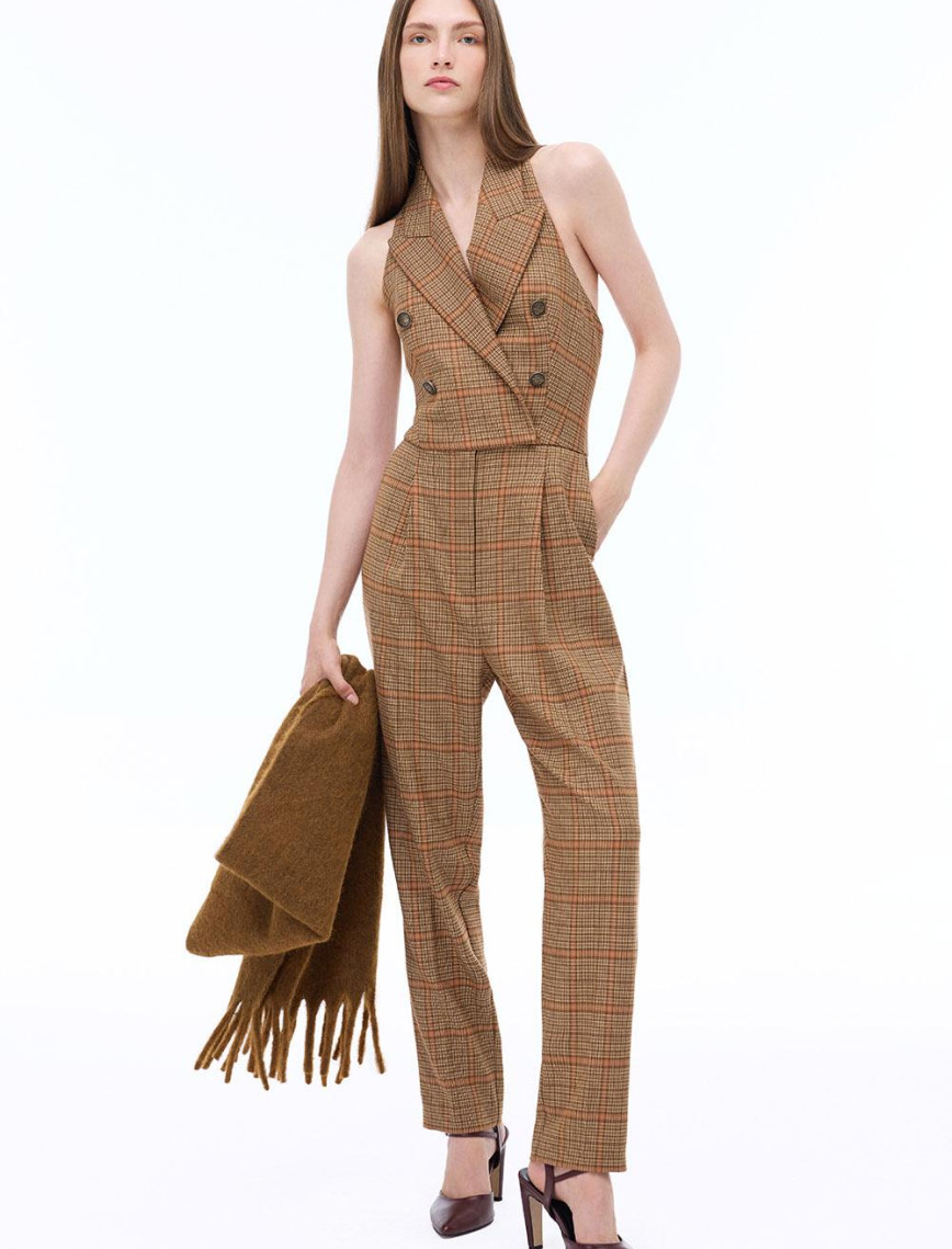 Alyones Regular Fit Ekose Ceket Yaka Çok Renkli Tulum Alyones Regular Fit Ekose Ceket Yaka Çok Renkli Tulum