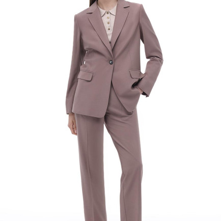 Alfios Regular Fit Standart Boy Takma Kol Ceket Yaka Vizon Renk Kadın Ceket