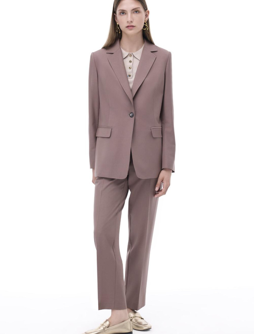 Alfios Regular Fit Standart Boy Takma Kol Ceket Yaka Vizon Renk Kadın Ceket