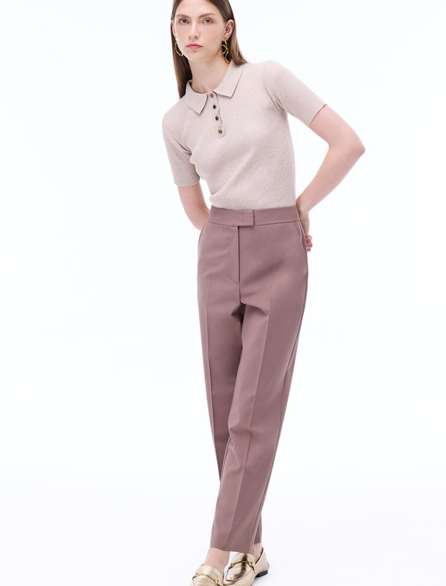 Alfios Regular Fit Bilek Boy Boru Paça Vizon Renk Kadın Pantolon Alfios Regular Fit Bilek Boy Boru Paça Vizon Renk Kadın Pantolon