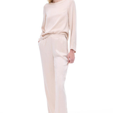 Bambuck Regular Fit Geniş Paça Bej Renk Kadın Pantolon