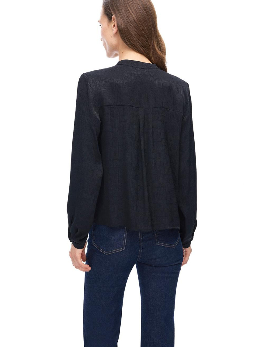 Akelas Regular Fit Standart Boy Takma Kol Hakim Yaka Siyah Renk Kadın Bluz