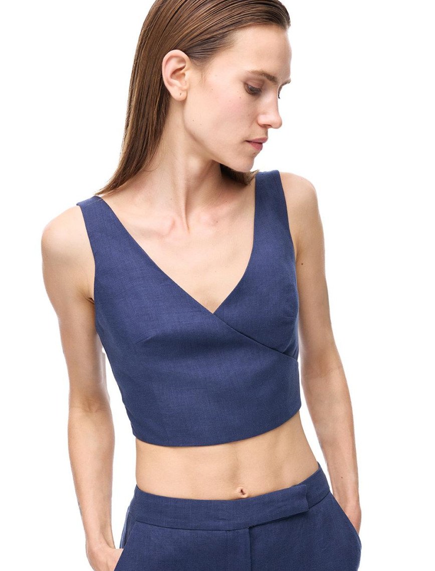 Lacivert Akars Slim Fit V-Yaka Bluz Lacivert Akars Slim Fit V-Yaka Bluz