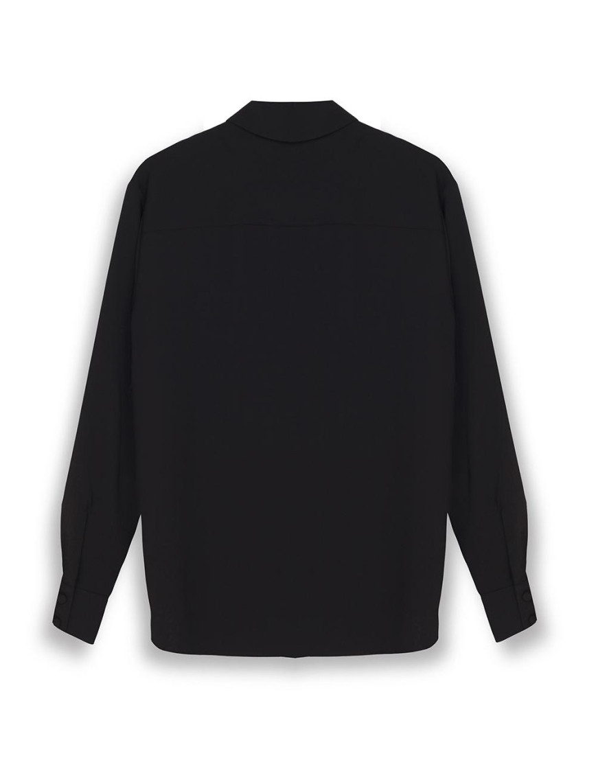 Farewell Regular Fit Standart Boy Takma Kol Dik Yaka Siyah Bluz Farewell Regular Fit Standart Boy Takma Kol Dik Yaka Siyah Bluz