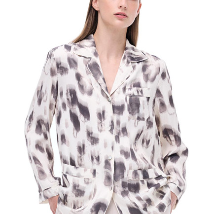 Breeze Rahat Kalıp Standart Boy Düşük Kollu Ceket Yaka Bej Gömlek