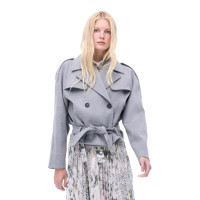 Sensorial Rahat Kalıp Kısa Boy Takma Kol Erkek Yaka Gri Melanj Renk Kadın Kaban Sensorial Rahat Kalıp Kısa Boy Takma Kol Erkek Yaka Gri Melanj Renk Kadın Kaban