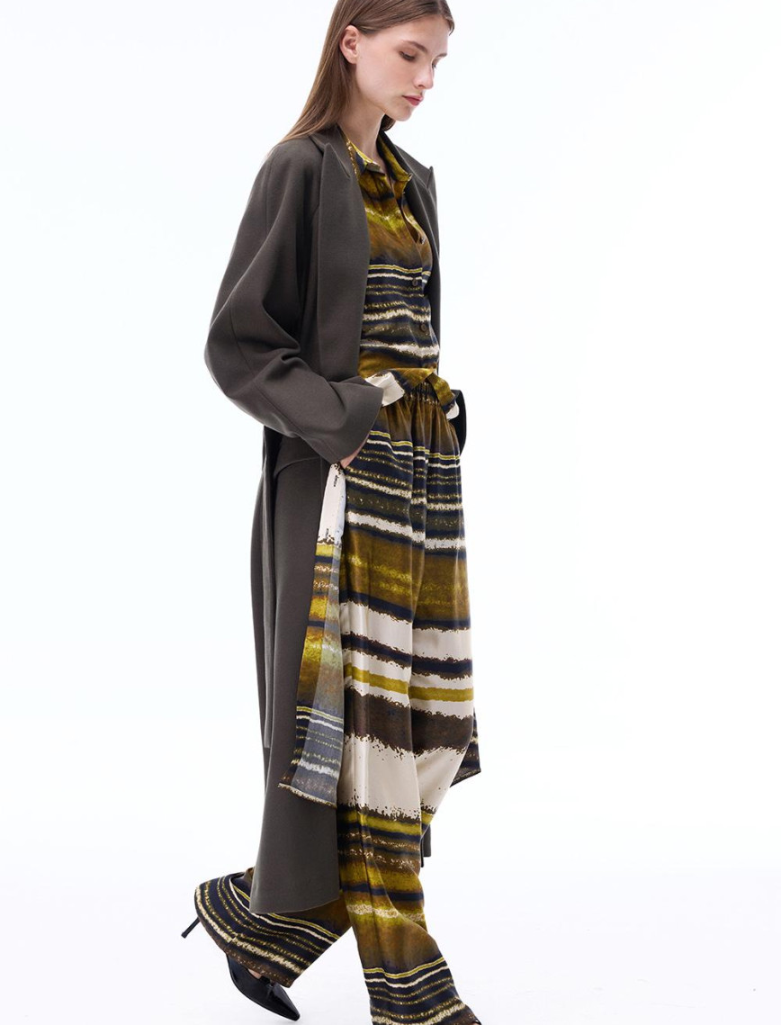 Anabels Rahat Kalıp Diz Altı Reglan Kol Ceket Yaka Hakı Kaban Anabels Rahat Kalıp Diz Altı Reglan Kol Ceket Yaka Hakı Kaban