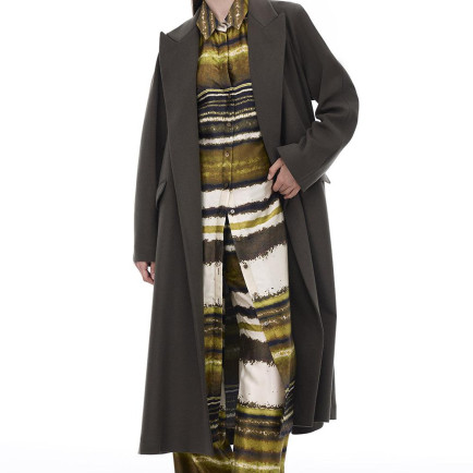 Anabels Rahat Kalıp Diz Altı Reglan Kol Ceket Yaka Hakı Kaban