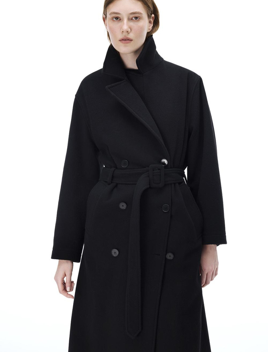 Alaias Regular Fit Uzun Boy Düşük Kollu Erkek Yaka Siyah Kaban Alaias Regular Fit Uzun Boy Düşük Kollu Erkek Yaka Siyah Kaban