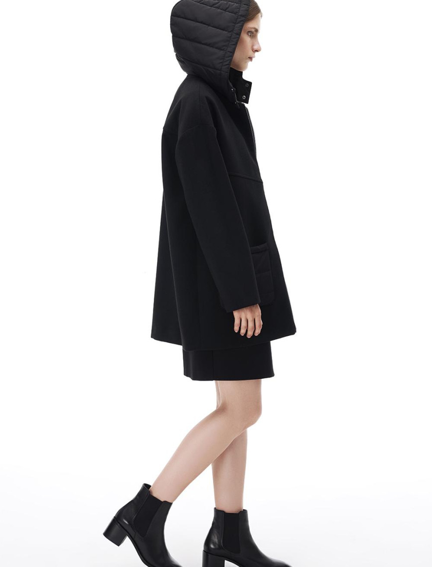 Mona Regular Fit Standart Boy Takma Kol Bisiklet Yaka Siyah Renk Kadın Kaban Mona Regular Fit Standart Boy Takma Kol Bisiklet Yaka Siyah Renk Kadın Kaban