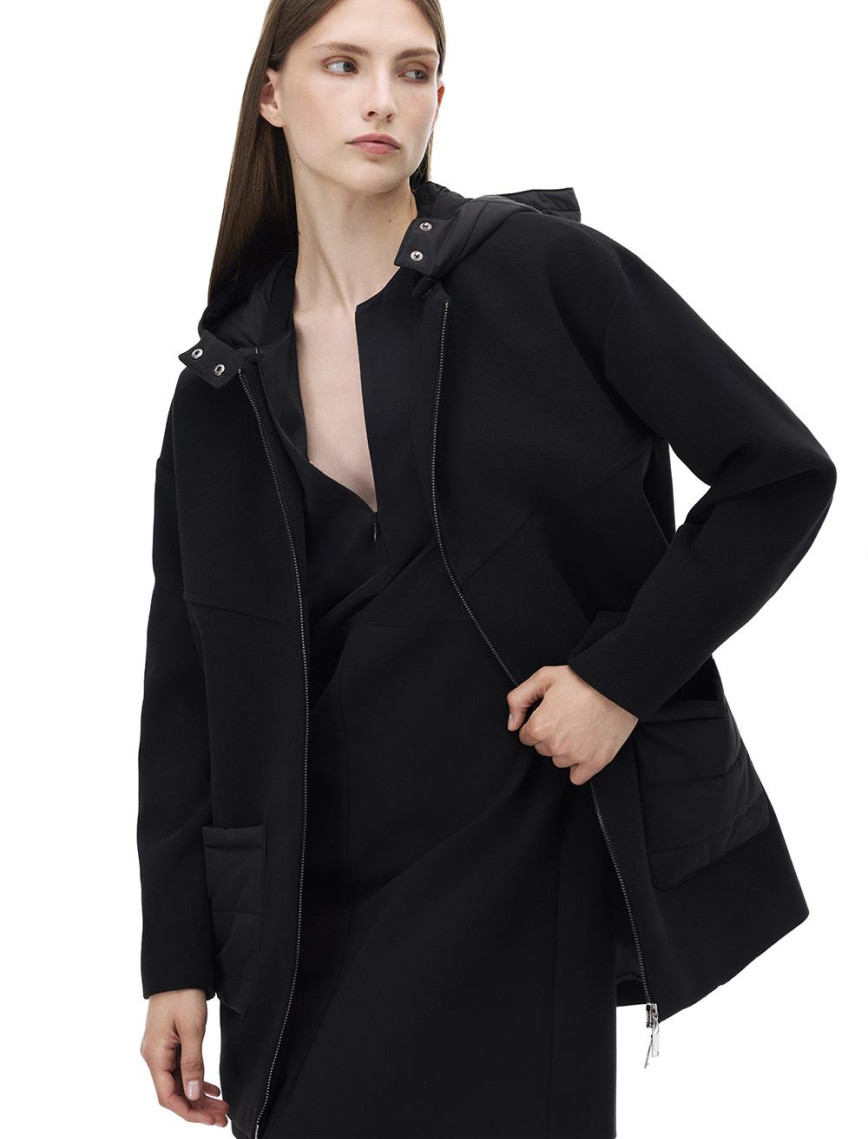 Mona Regular Fit Standart Boy Takma Kol Bisiklet Yaka Siyah Renk Kadın Kaban Mona Regular Fit Standart Boy Takma Kol Bisiklet Yaka Siyah Renk Kadın Kaban