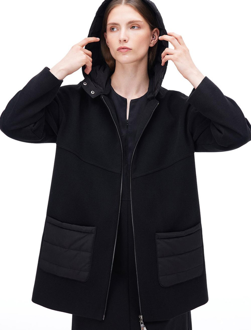 Mona Regular Fit Standart Boy Takma Kol Bisiklet Yaka Siyah Renk Kadın Kaban Mona Regular Fit Standart Boy Takma Kol Bisiklet Yaka Siyah Renk Kadın Kaban