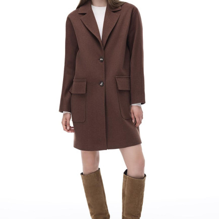 Arlines Rahat Kalıp Takma Kol Erkek Yaka Kahverengi Renk Kadın Kaban