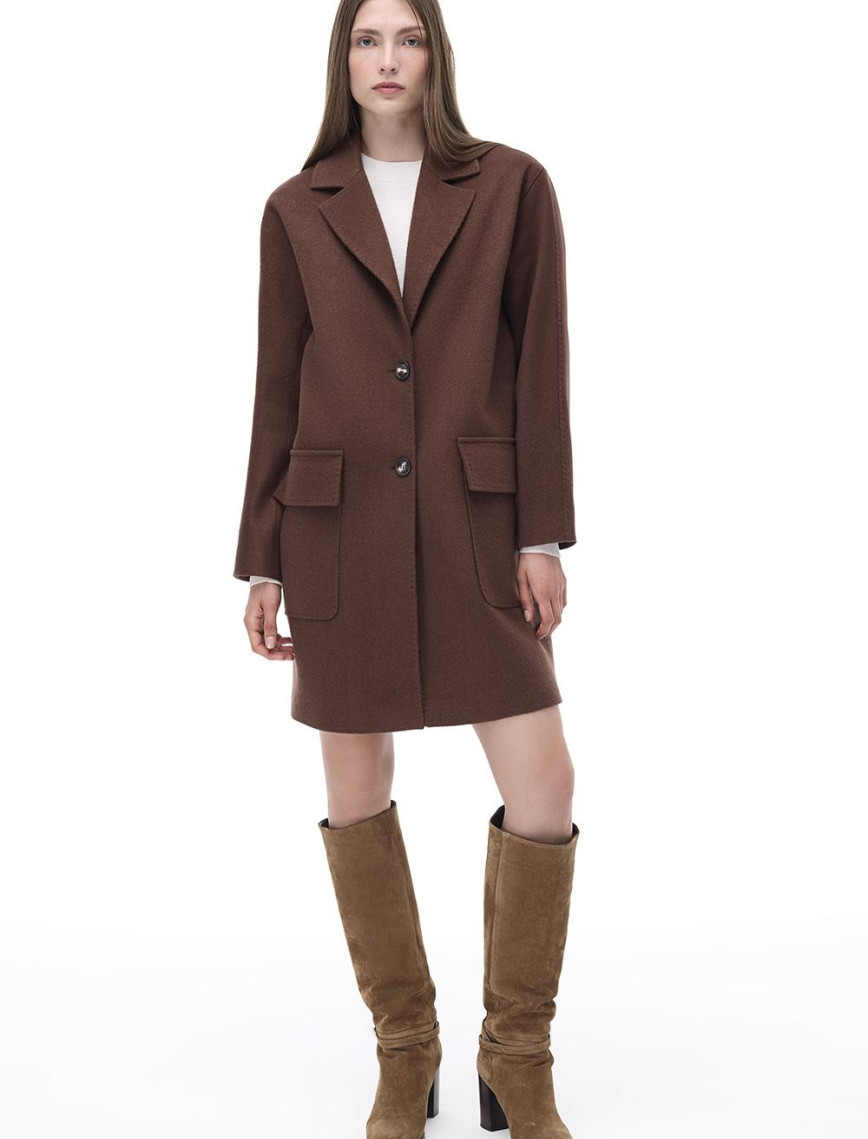 Arlines Rahat Kalıp Takma Kol Erkek Yaka Kahverengi Renk Kadın Kaban Arlines Rahat Kalıp Takma Kol Erkek Yaka Kahverengi Renk Kadın Kaban