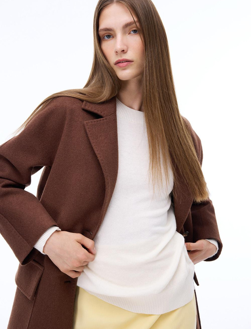 Arlines Rahat Kalıp Takma Kol Erkek Yaka Kahverengi Renk Kadın Kaban Arlines Rahat Kalıp Takma Kol Erkek Yaka Kahverengi Renk Kadın Kaban