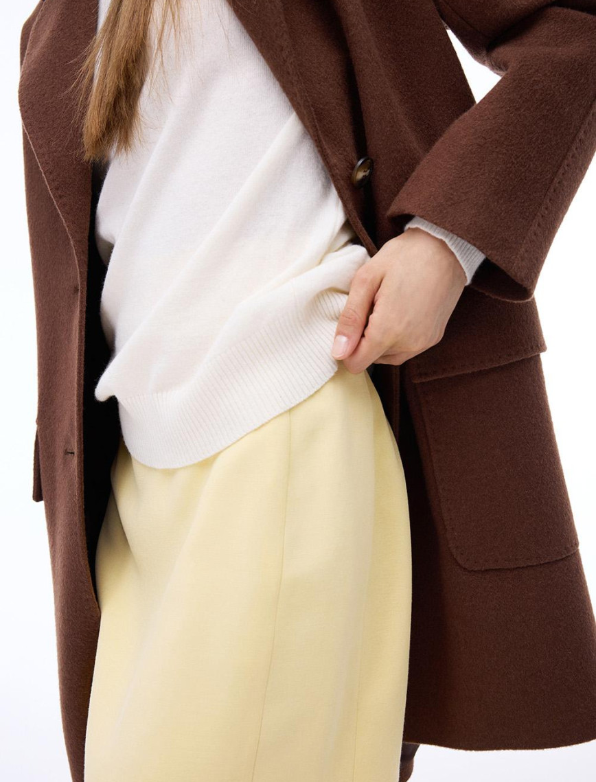 Arlines Rahat Kalıp Takma Kol Erkek Yaka Kahverengi Renk Kadın Kaban Arlines Rahat Kalıp Takma Kol Erkek Yaka Kahverengi Renk Kadın Kaban