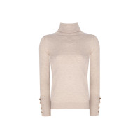 Triko Slim Fit Standart Boy Takma Kol Balıkçı Yaka Ekru Kazak