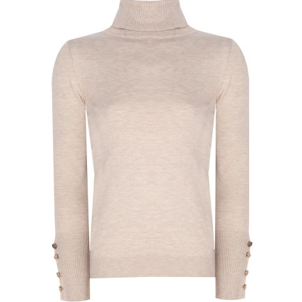 Triko Slim Fit Standart Boy Takma Kol Balıkçı Yaka Ekru Kazak