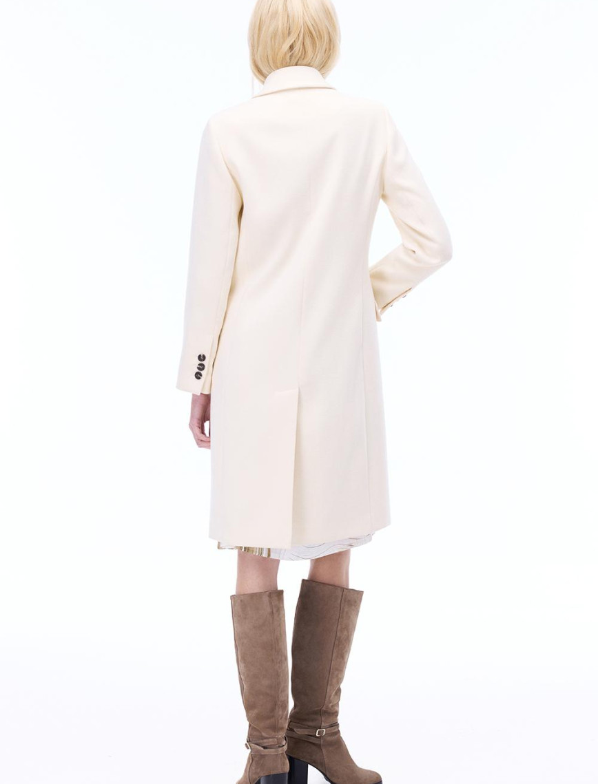 Mona Slim Fit Uzun Boy Takma Kol Erkek Yaka Ekru Renk Kadın Kaban Mona Slim Fit Uzun Boy Takma Kol Erkek Yaka Ekru Renk Kadın Kaban