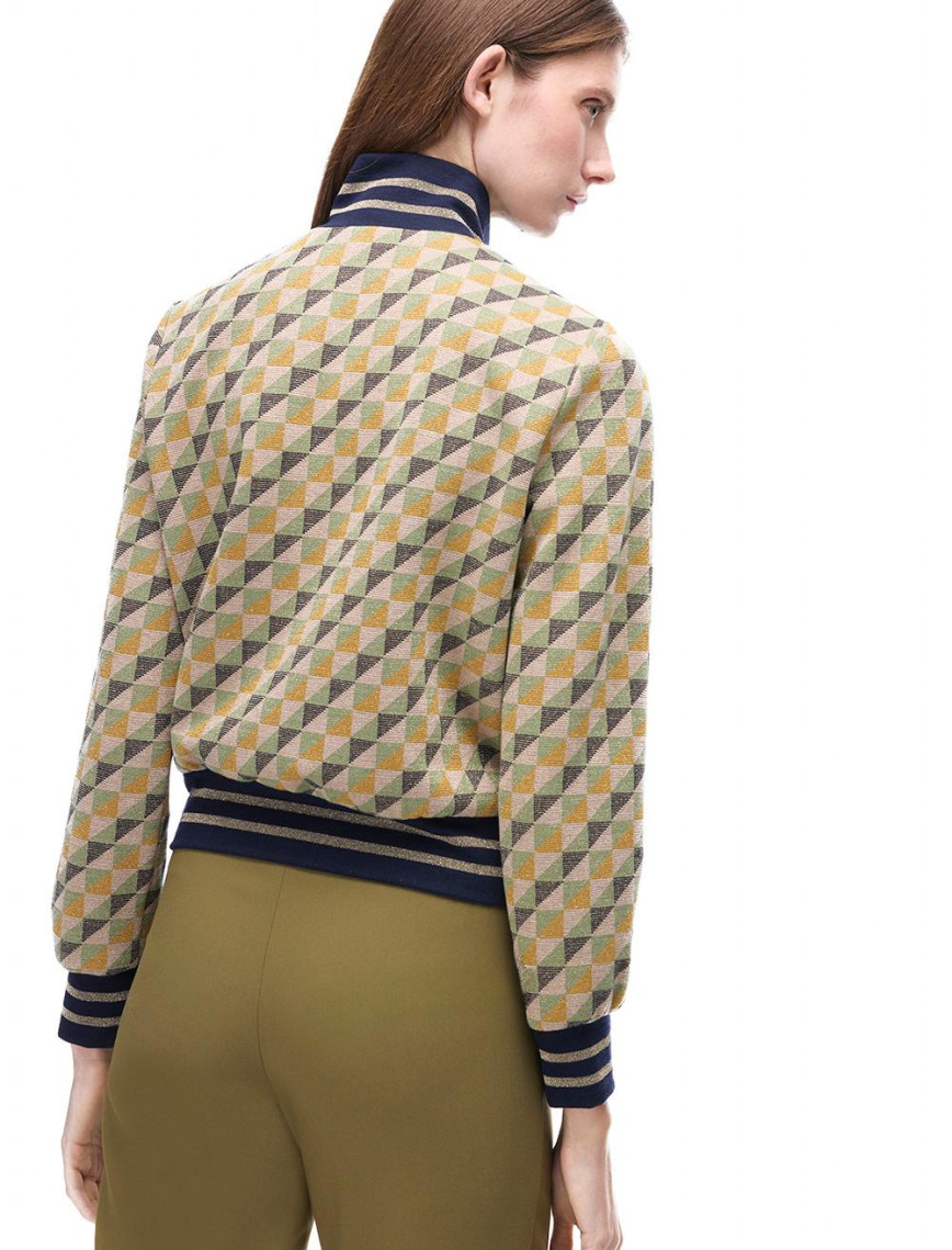 Alcors Slim Fit Geometrik Desen Standart Boy Takma Kol Yarım Dik Yaka Yesıl Mont Alcors Slim Fit Geometrik Desen Standart Boy Takma Kol Yarım Dik Yaka Yesıl Mont