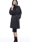 Awans Rahat Kalıp Diz Altı Reglan Kol Kapüşonlu Siyah Mont Awans Rahat Kalıp Diz Altı Reglan Kol Kapüşonlu Siyah Mont