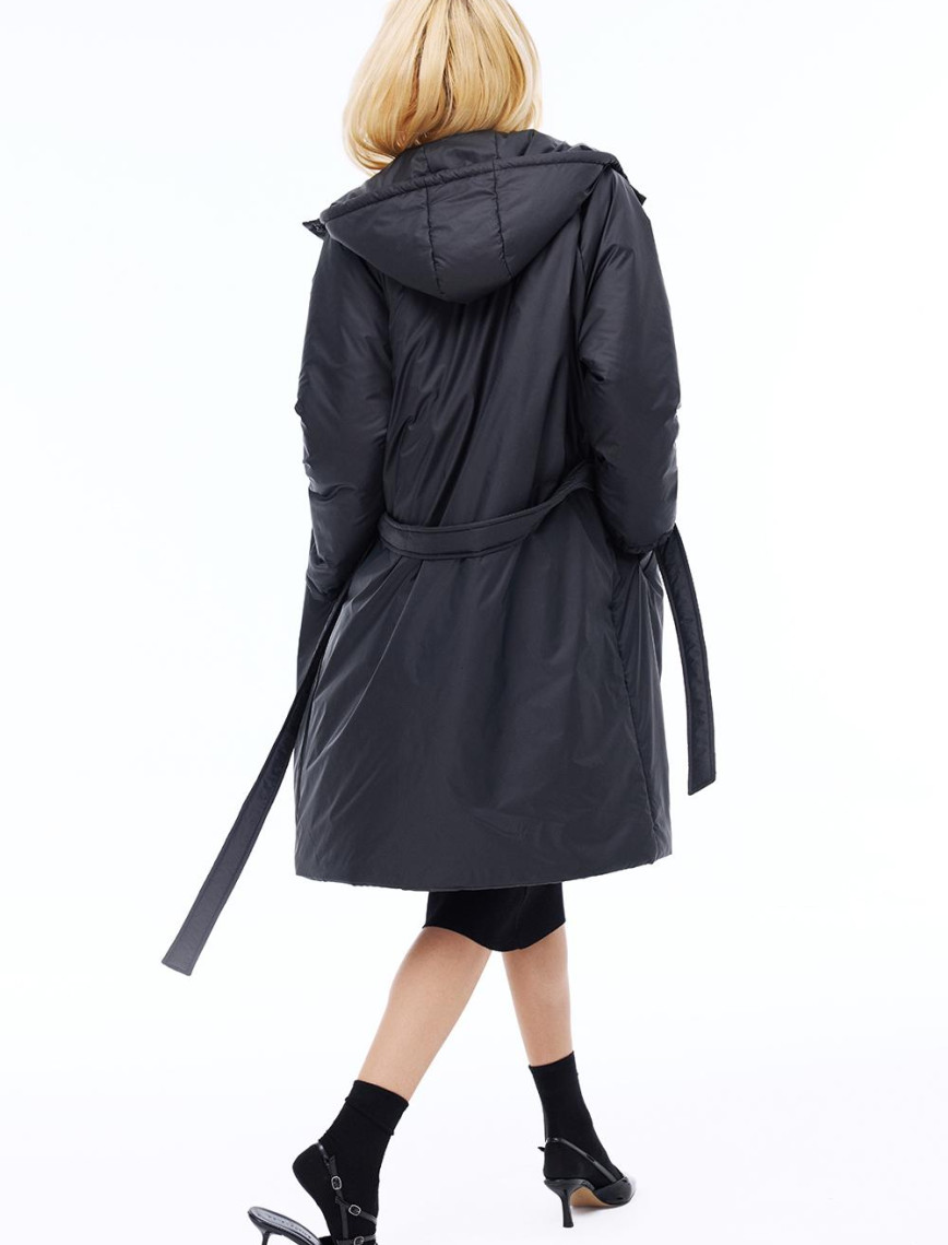 Awans Rahat Kalıp Diz Altı Reglan Kol Kapüşonlu Siyah Mont Awans Rahat Kalıp Diz Altı Reglan Kol Kapüşonlu Siyah Mont