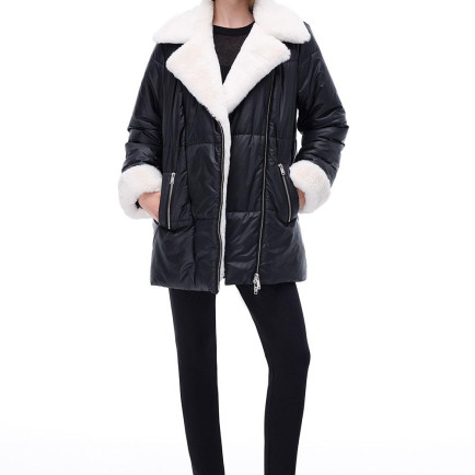 Awans Regular Fit Diz Üstü Takma Kol Gömlek Yaka Siyah Mont