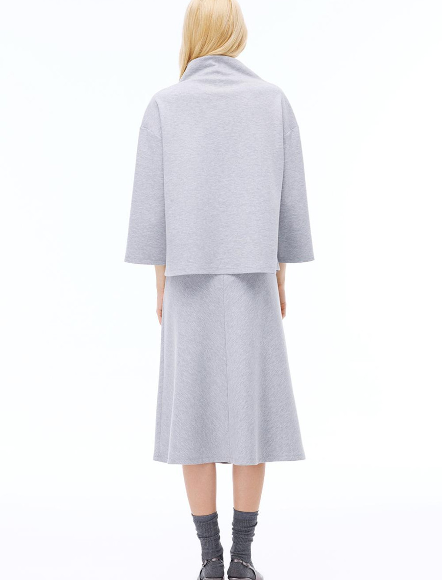 Distance Rahat Kalıp Uzun Boy Düşük Kollu Balıkçı Yaka Gri melanj Ust Distance Rahat Kalıp Uzun Boy Düşük Kollu Balıkçı Yaka Gri melanj Ust