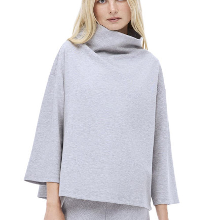 Distance Rahat Kalıp Uzun Boy Düşük Kollu Balıkçı Yaka Gri melanj Ust Distance Rahat Kalıp Uzun Boy Düşük Kollu Balıkçı Yaka Gri melanj Ust