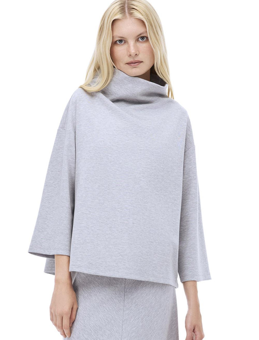 Distance Rahat Kalıp Uzun Boy Düşük Kollu Balıkçı Yaka Gri melanj Ust Distance Rahat Kalıp Uzun Boy Düşük Kollu Balıkçı Yaka Gri melanj Ust