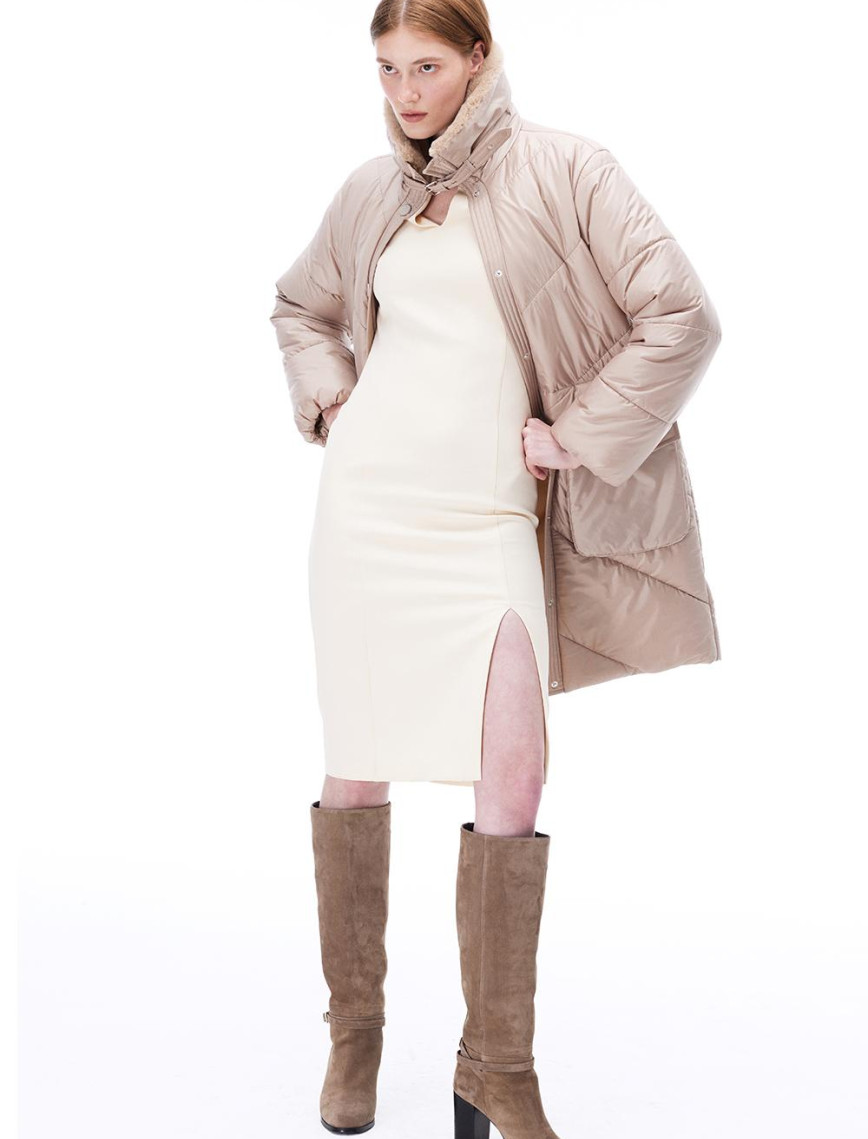 Awans Regular Fit Diz Boy Takma Kol Gömlek Yaka Acık deve tuyu Mont Awans Regular Fit Diz Boy Takma Kol Gömlek Yaka Acık deve tuyu Mont