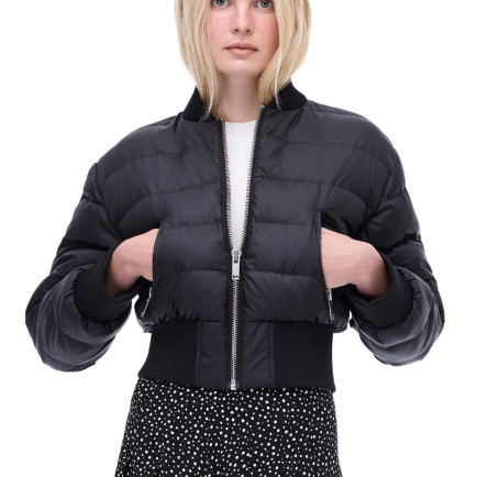 Awans Regular Fit Crop Boy Düşük Kollu Bisiklet Yaka Siyah Mont