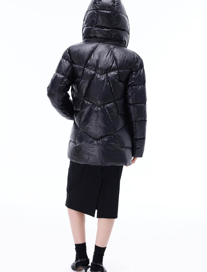 Aurens Rahat Kalıp Diz Üstü Düşük Kollu Hakim Yaka Siyah Mont Aurens Rahat Kalıp Diz Üstü Düşük Kollu Hakim Yaka Siyah Mont