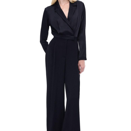 Pandoras Rahat Kalıp Uzun Boy Takma Kol Ceket Yaka Siyah Tulum